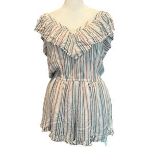 AMERICAN EAGLE Romper Women’s Size Medium  white double ruffle V-neck NO…